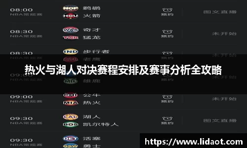 热火与湖人对决赛程安排及赛事分析全攻略